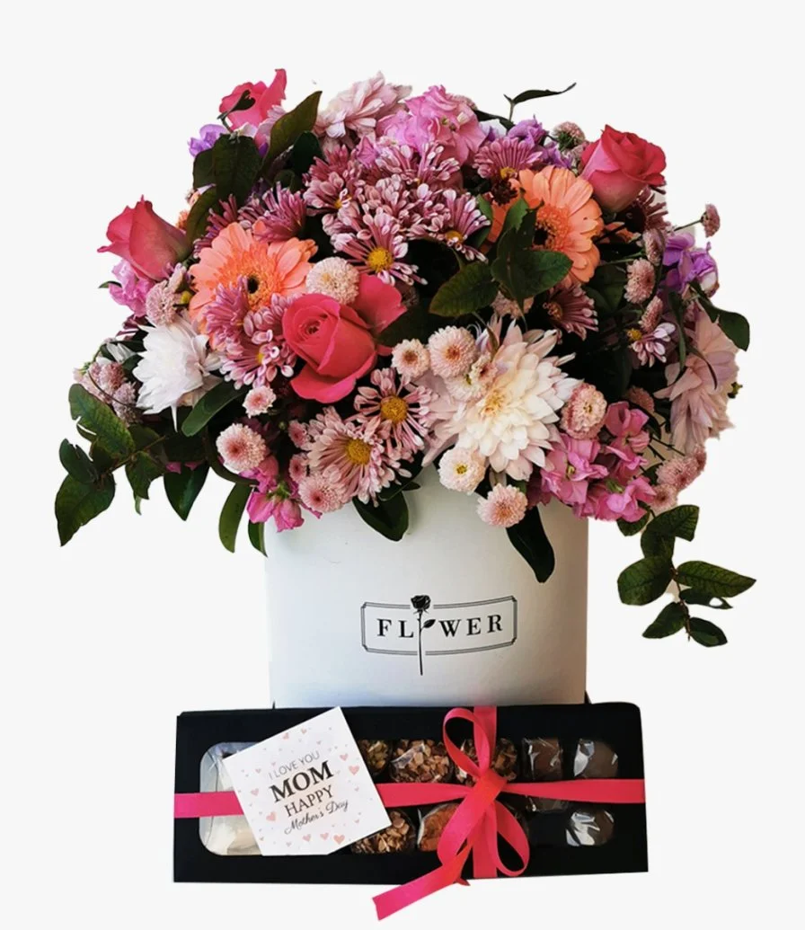 Elegant Flower Box And Chocolate Bundle By Eclat