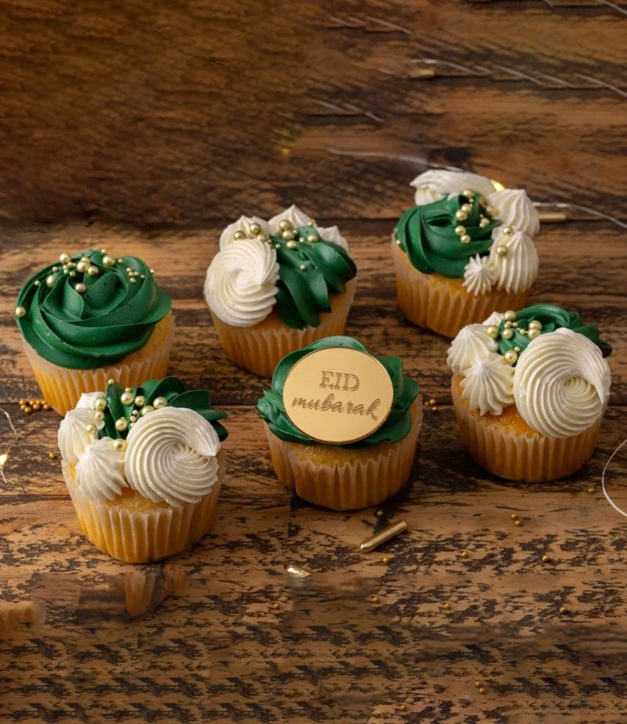 Elegant Green Eid Cupcakes 6pcs by Cake Social