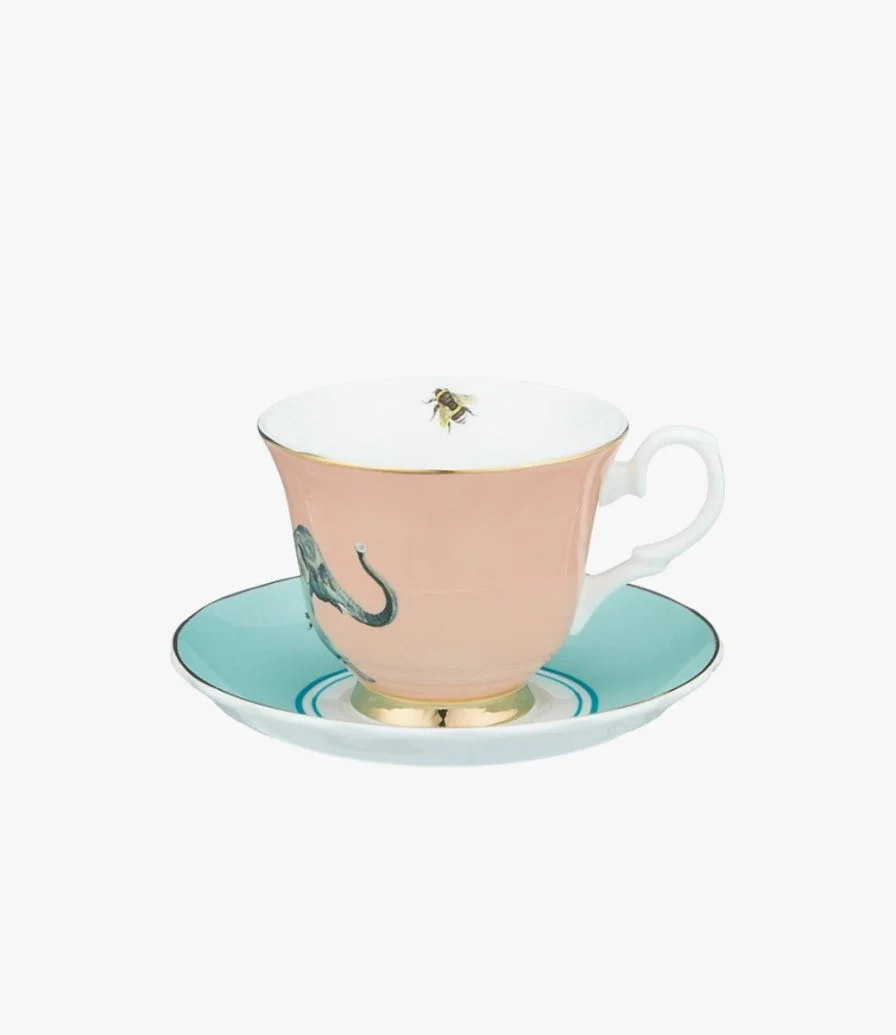 Elephant Teacup & Saucer by Yvonne Ellen