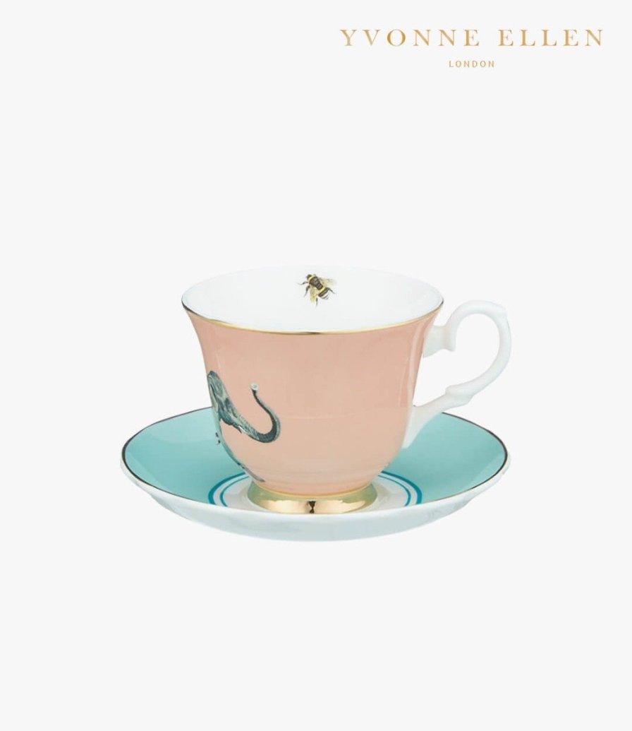 Elephant Teacup & Saucer by Yvonne Ellen