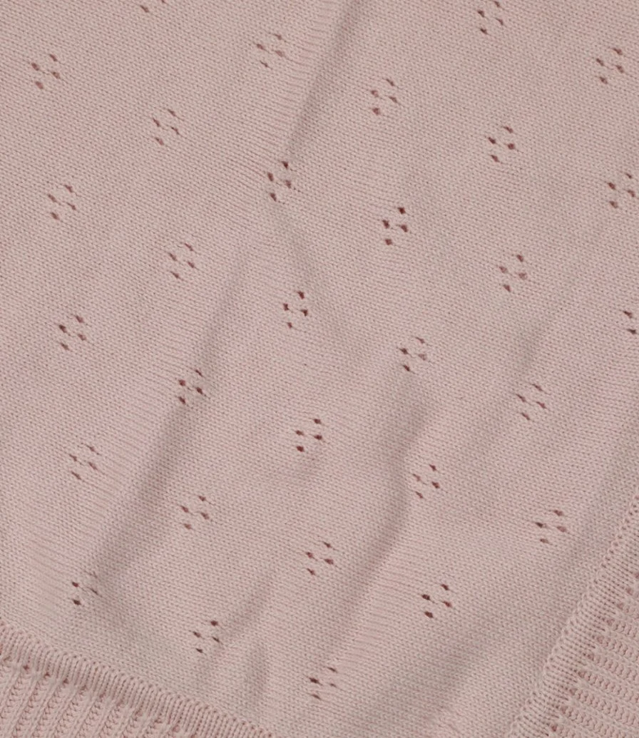 Huge Knitted Blanket in Organic Cotton - Pink - by Elli Junior
