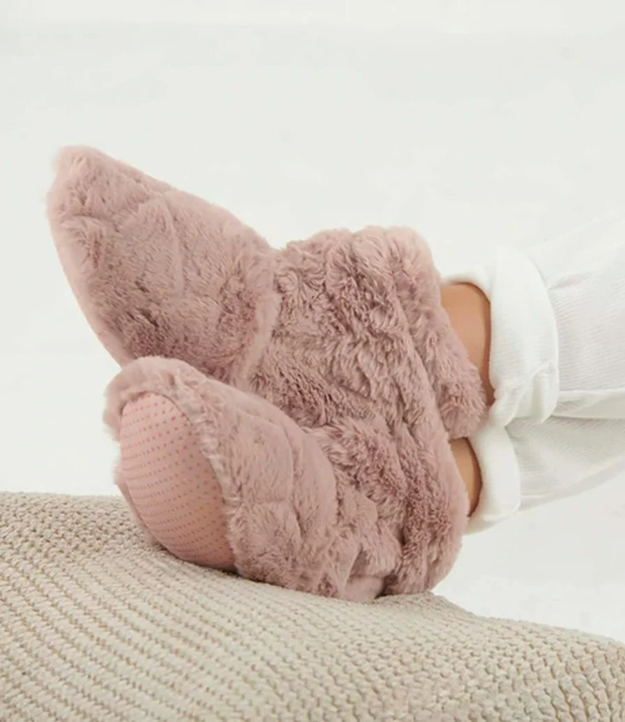 Faux Fur Heatable Slipper Boot - Pink By Aroma Home