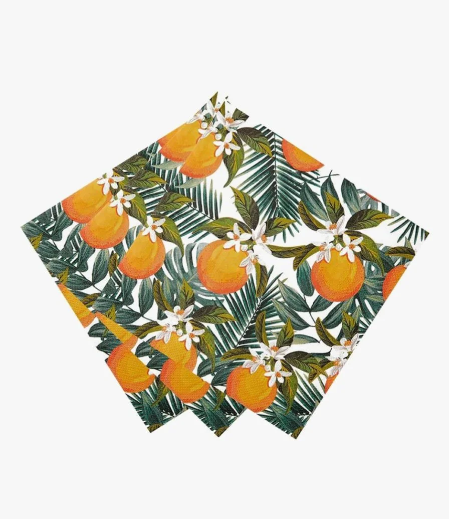 Fiesta Orange Palm Party Napkin 20pc Pack by Talking Tables