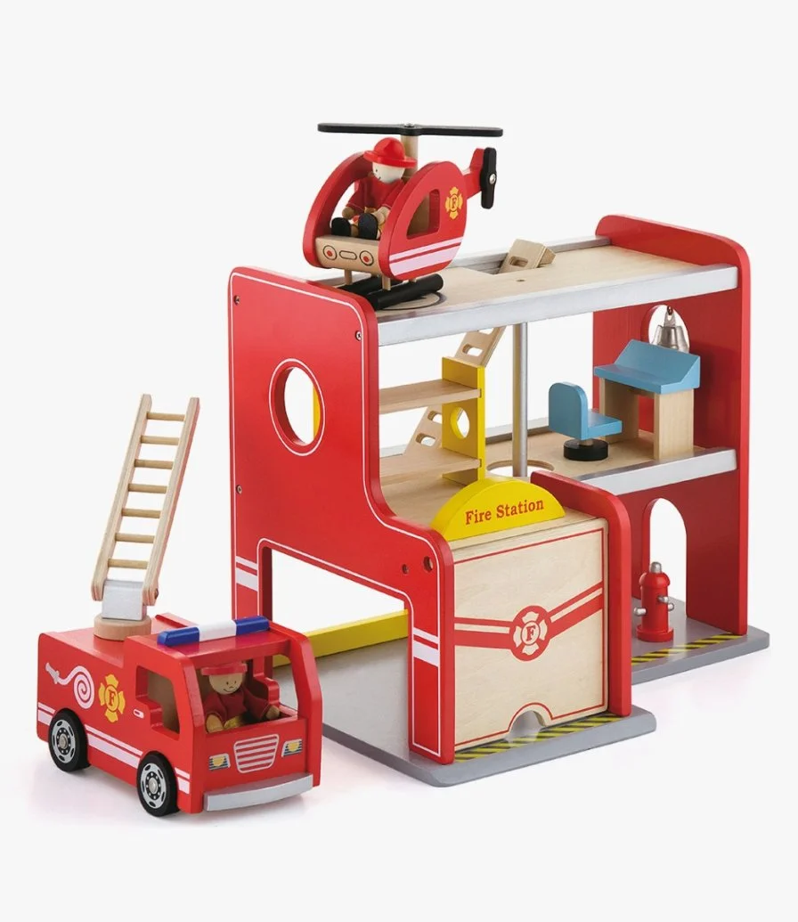 Fire Station Set + Accessories by Viga