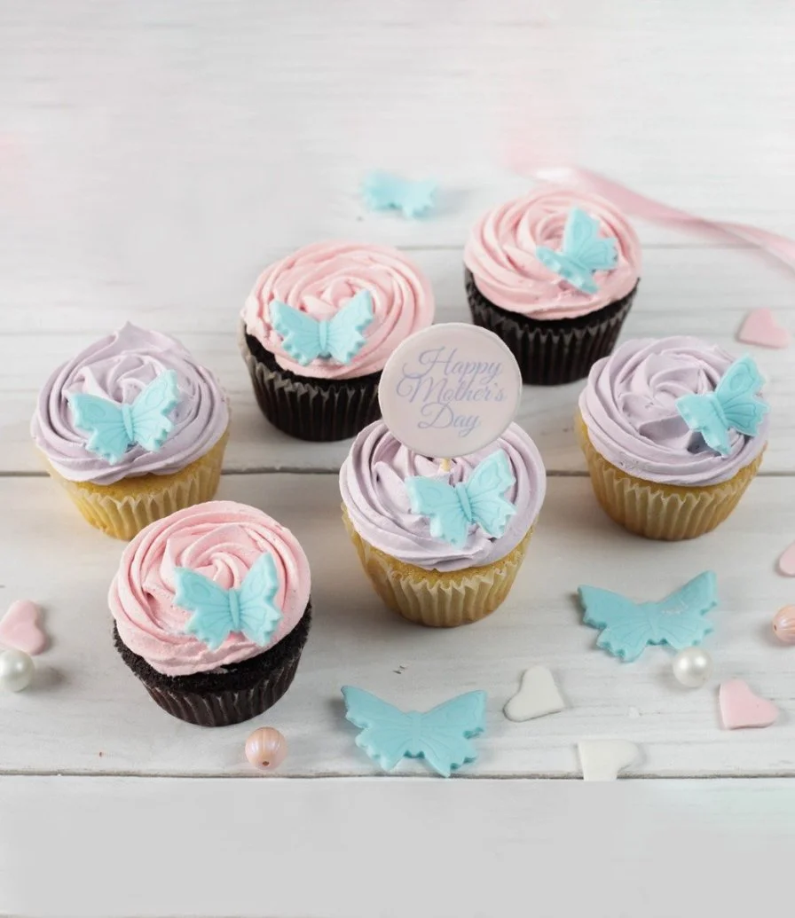 Floral Butterfly Mother's Day Cupcakes Pack of 12 by Cake Social