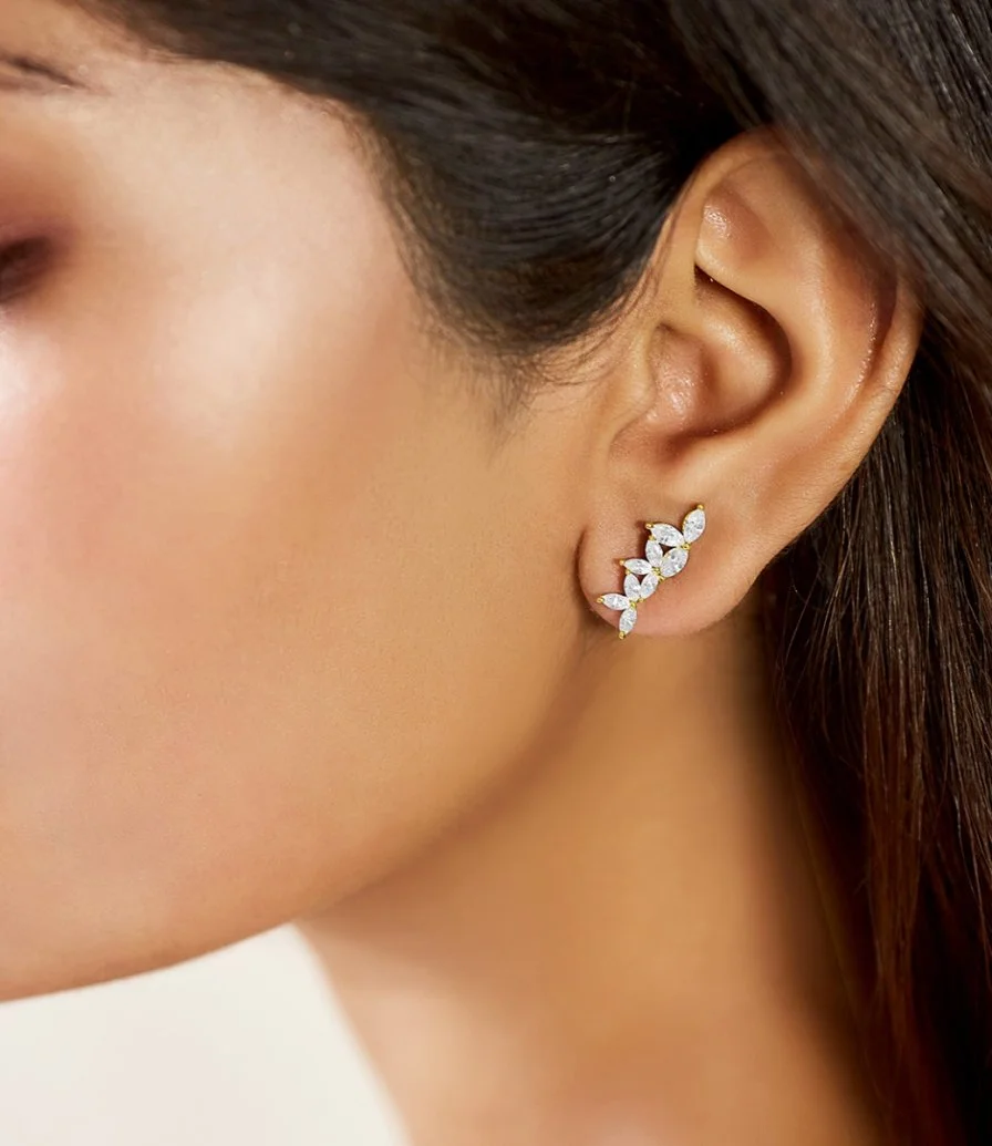 Floral Crystal earrings Gold-Vermeil by FLUORITE