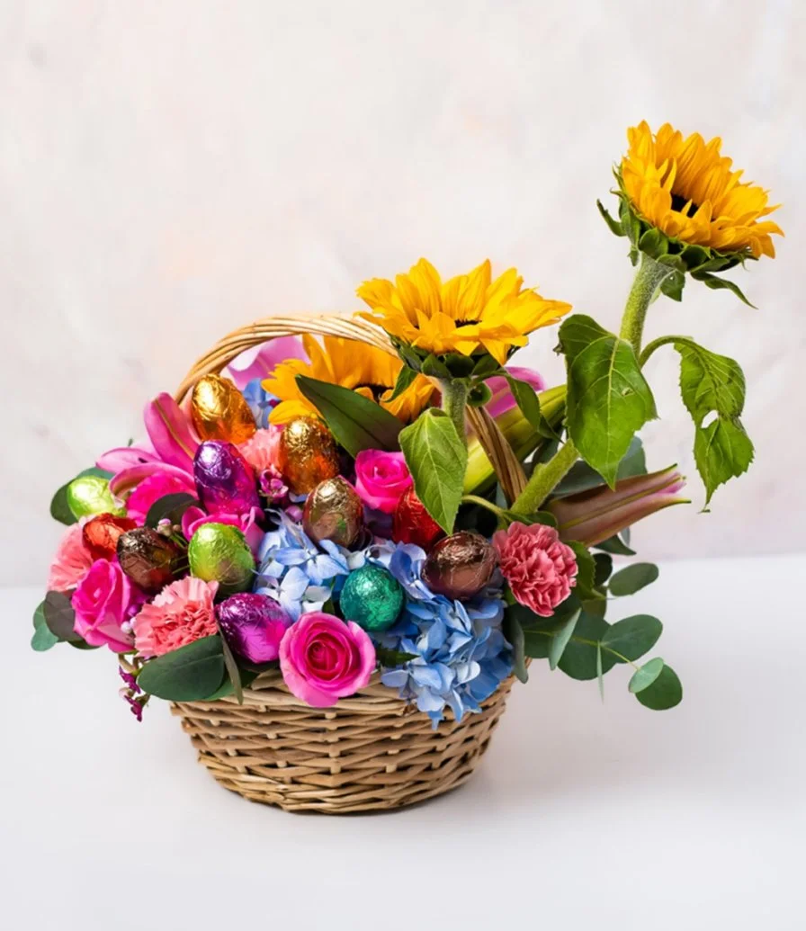Flowers & Egg Basket Arrangement by NJD
