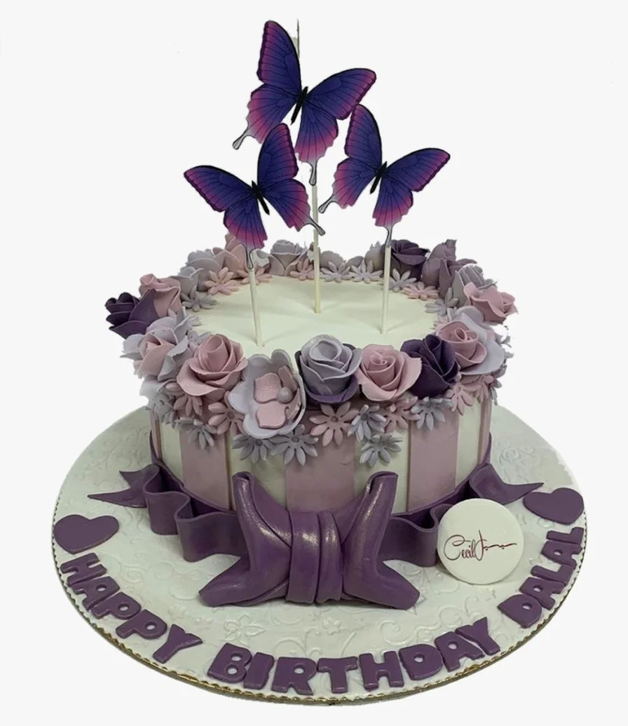 Flowers and butterflies cake by Cecil