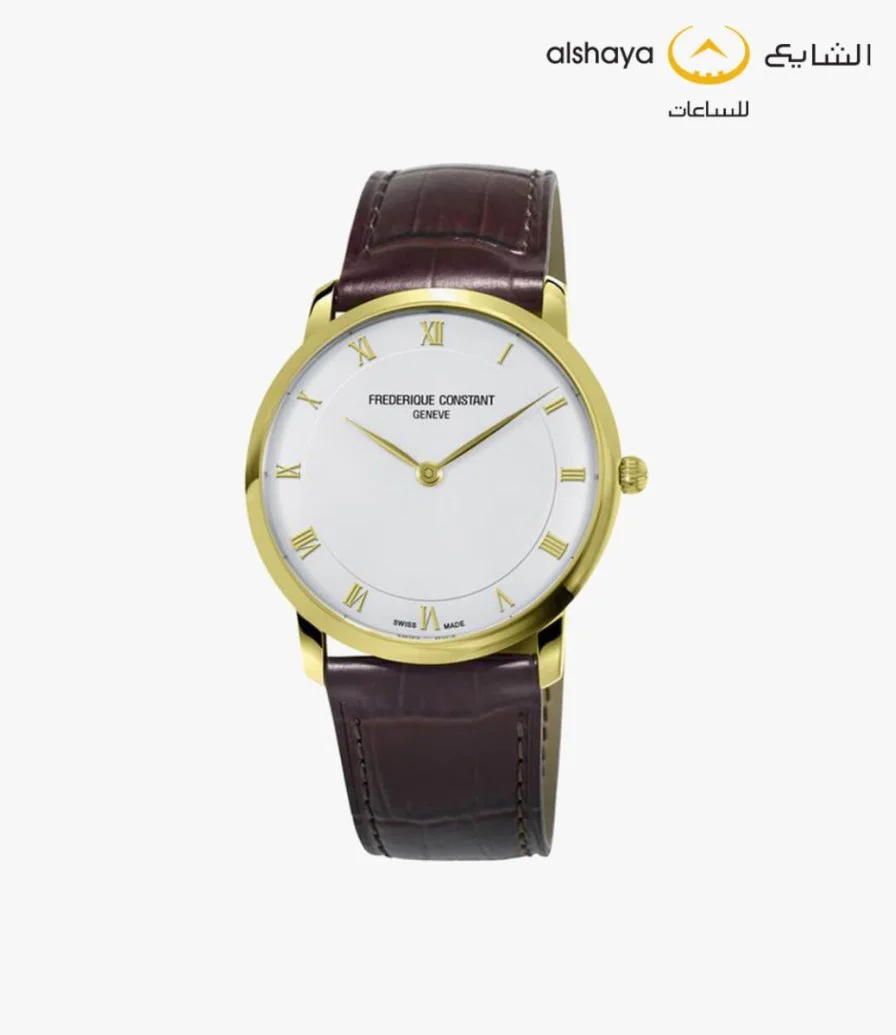ساعة يد فريدريك كونستنت سليملاين للرجال - لون بني