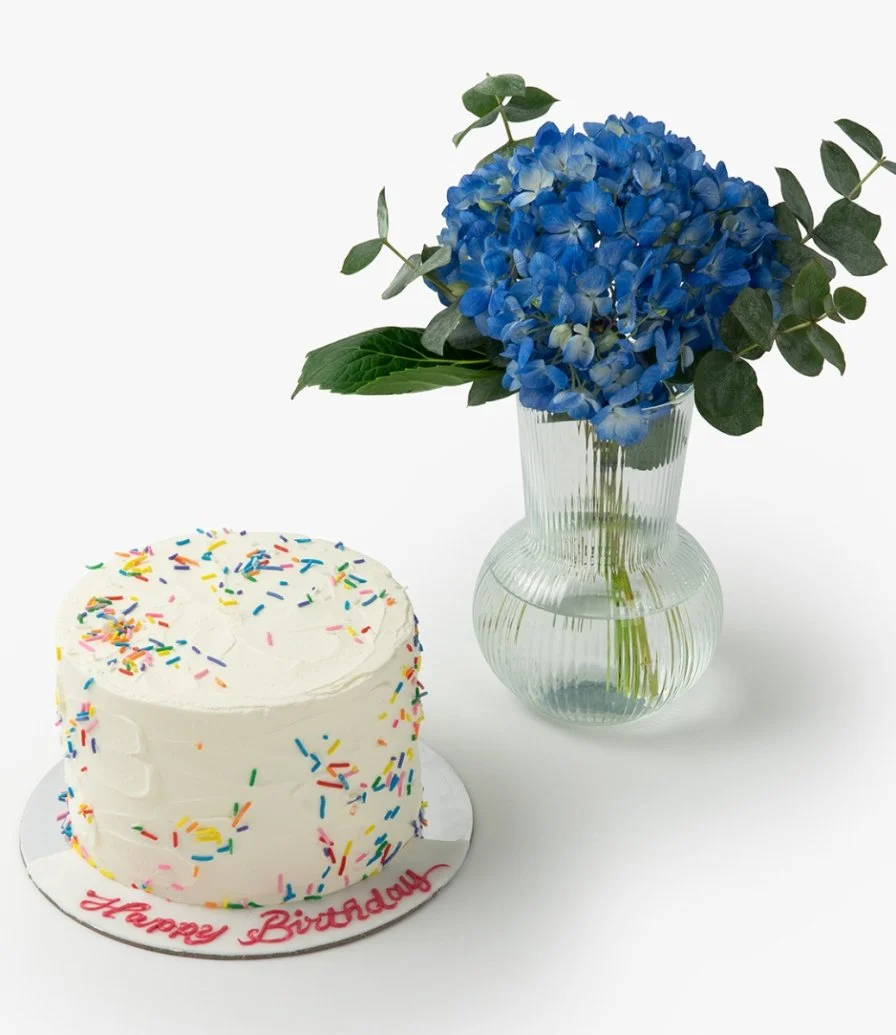 Funfetti Cute Cake & Flowers Bundle