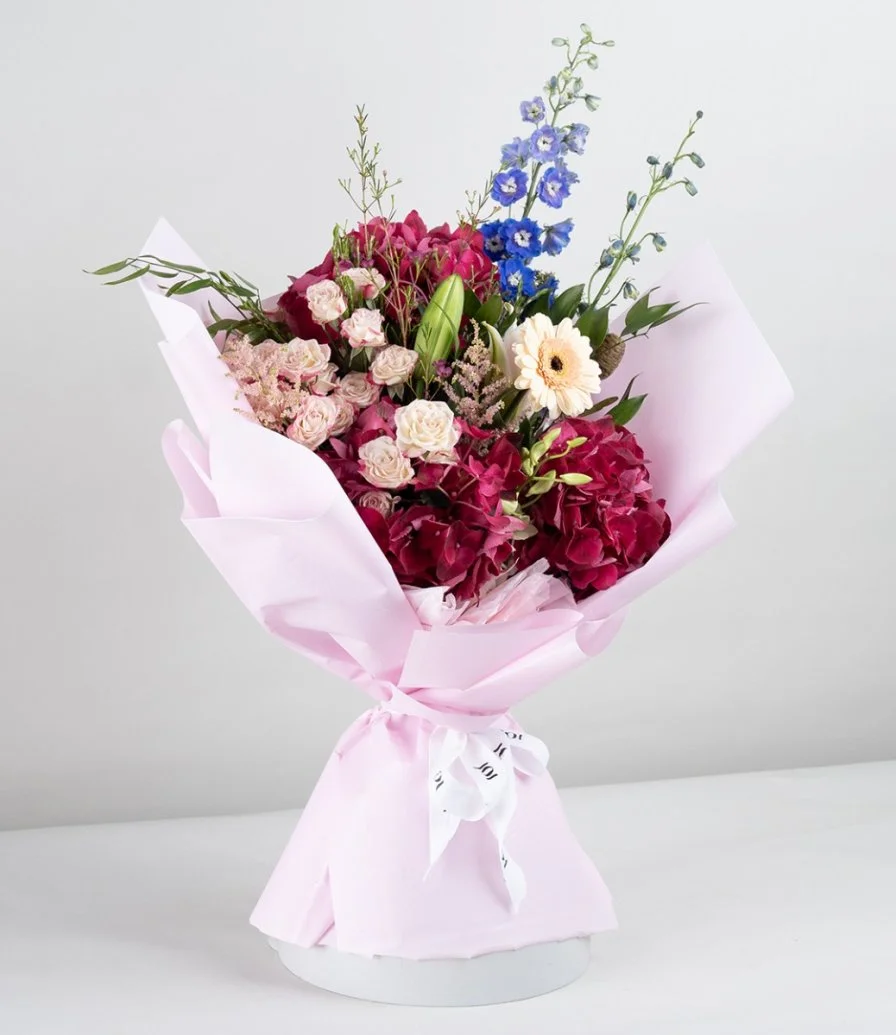 Fuschia Hydrangea Hand Bouquet