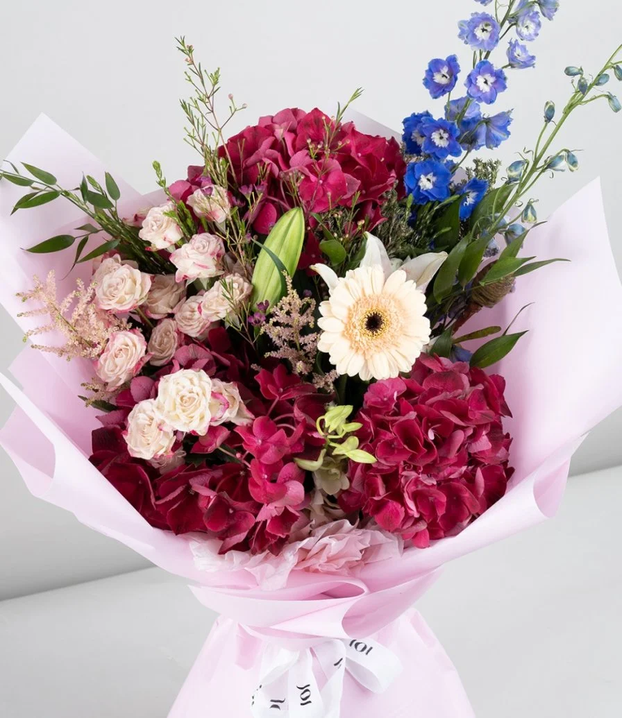 Fuschia Hydrangea Hand Bouquet