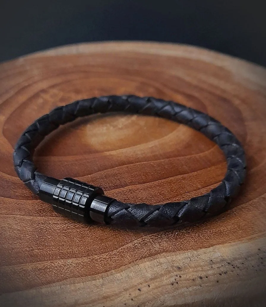 Genuine Braided Black leather Bracelet 3