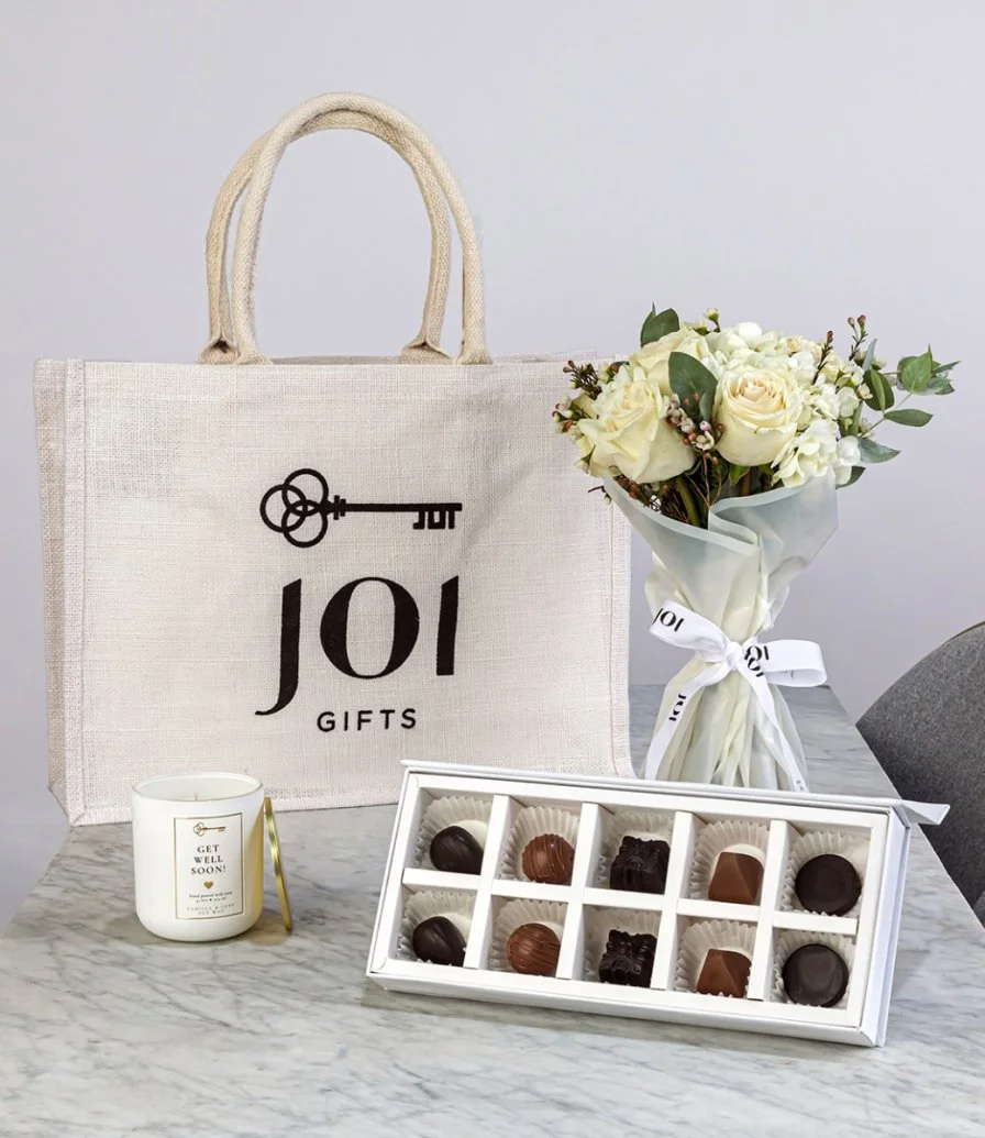 Get Well Soon Bundle of Joi Gift Tote - White