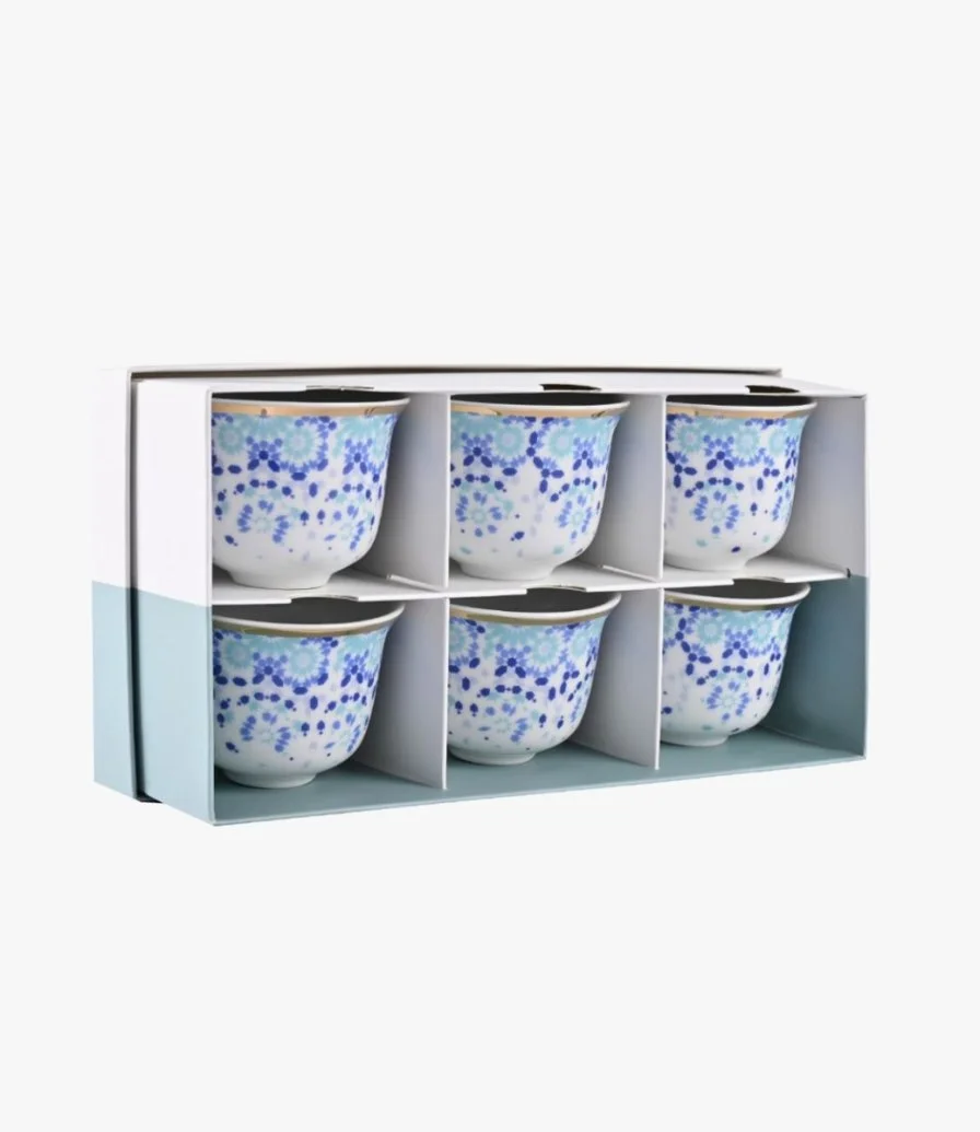 Gift Box of 6 Mirrors Arabic Coffee Cups - Silver by Silsal