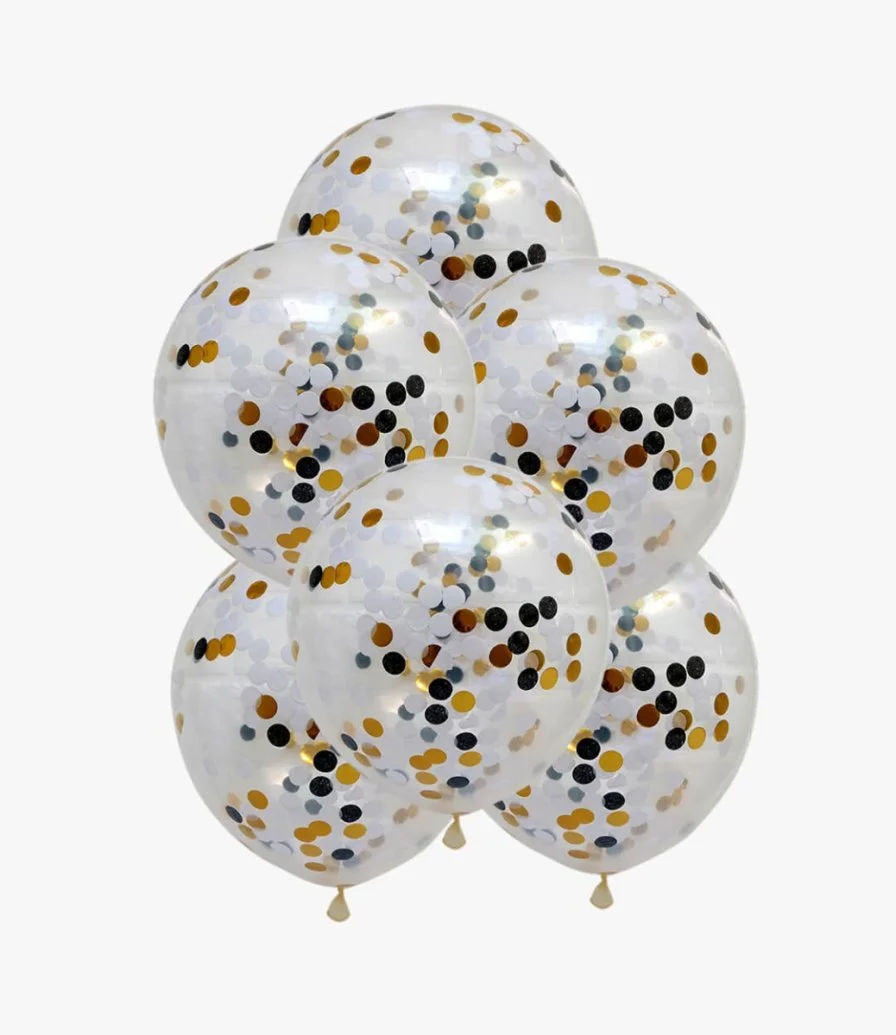 Gold and silver confetti balloons