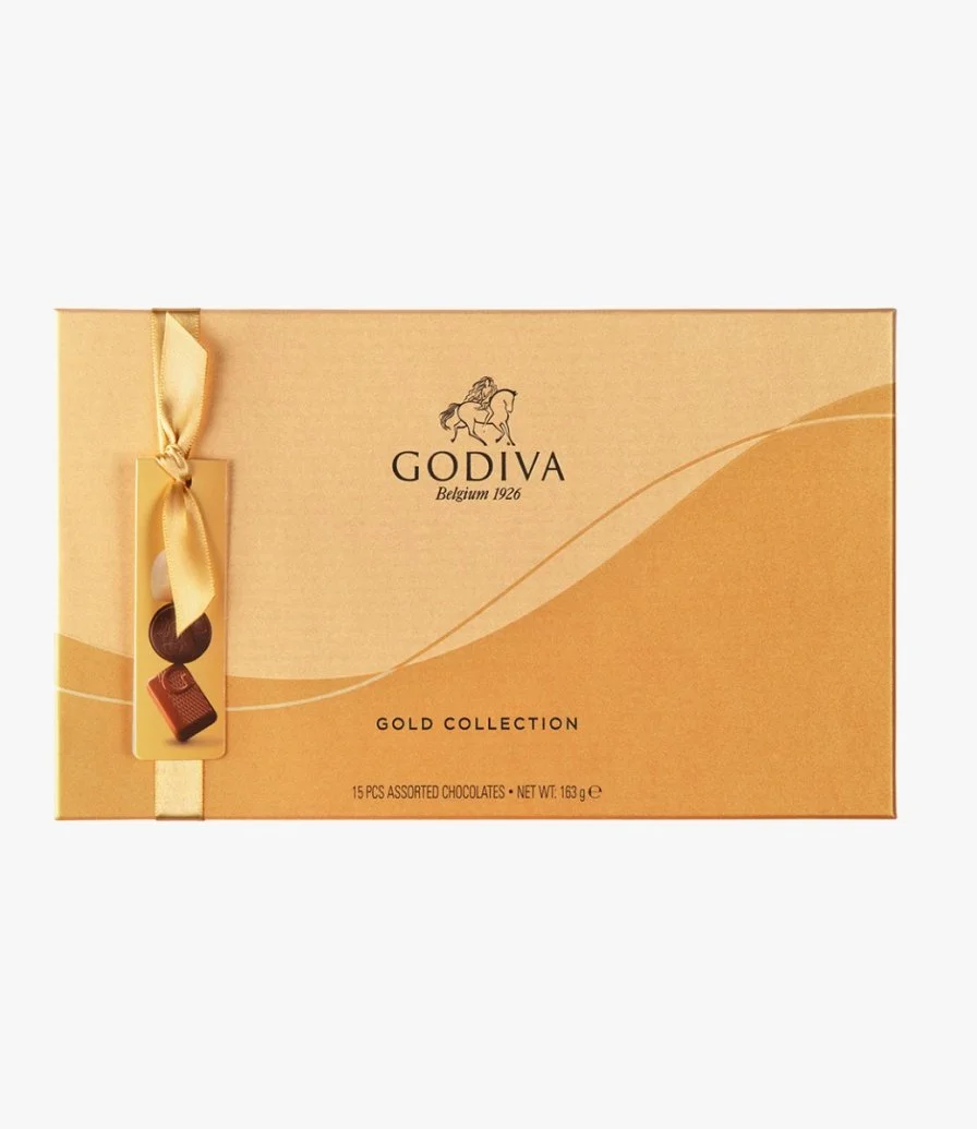 علبة الشوكولاتة الذهبية 15 حبة من جوديفا