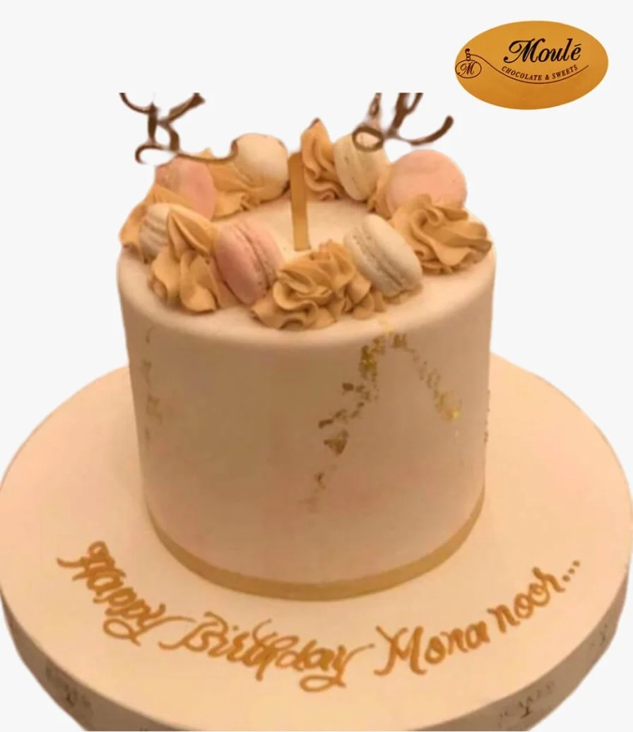 Gold Flakes Macaron Cake by Moule Cakes
