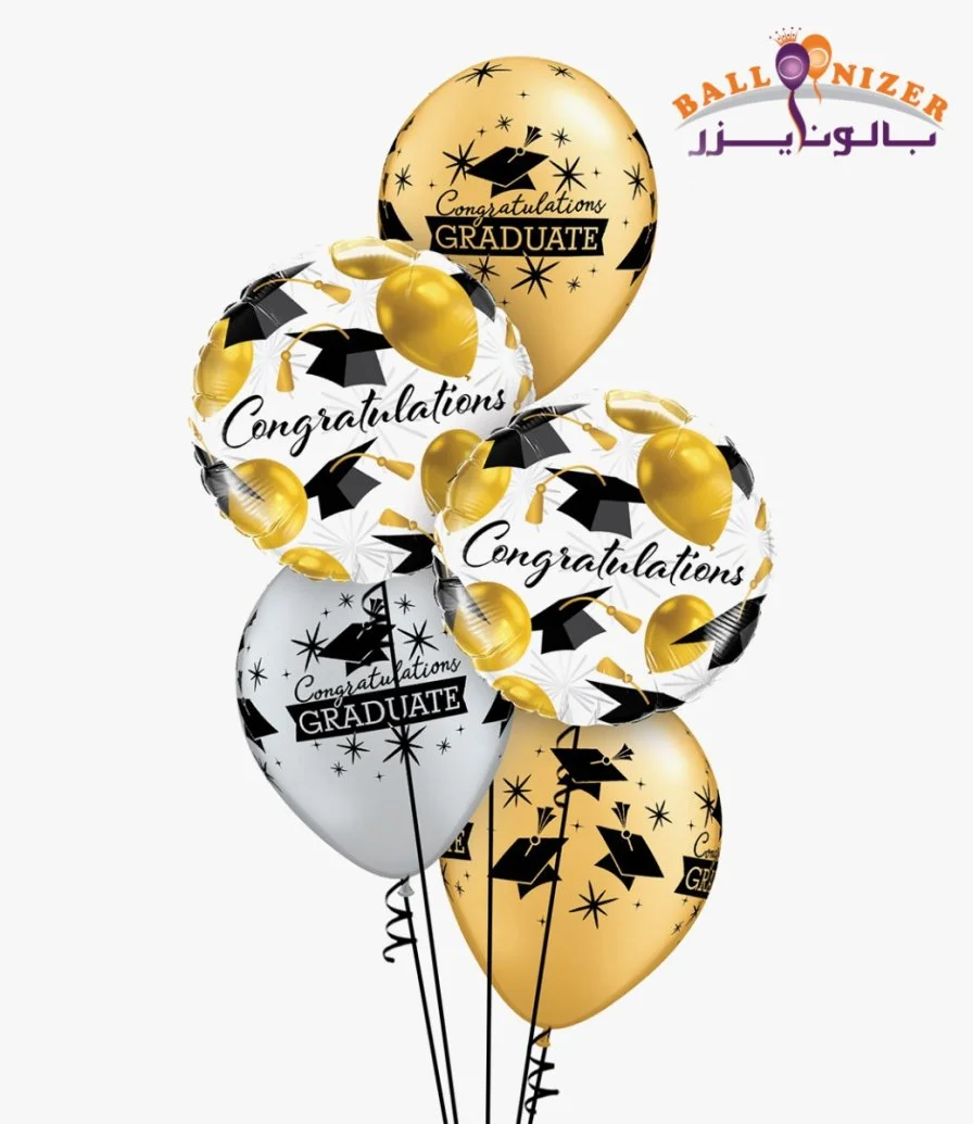 Congratulations Golden Balloon Bouquet for Graduation 