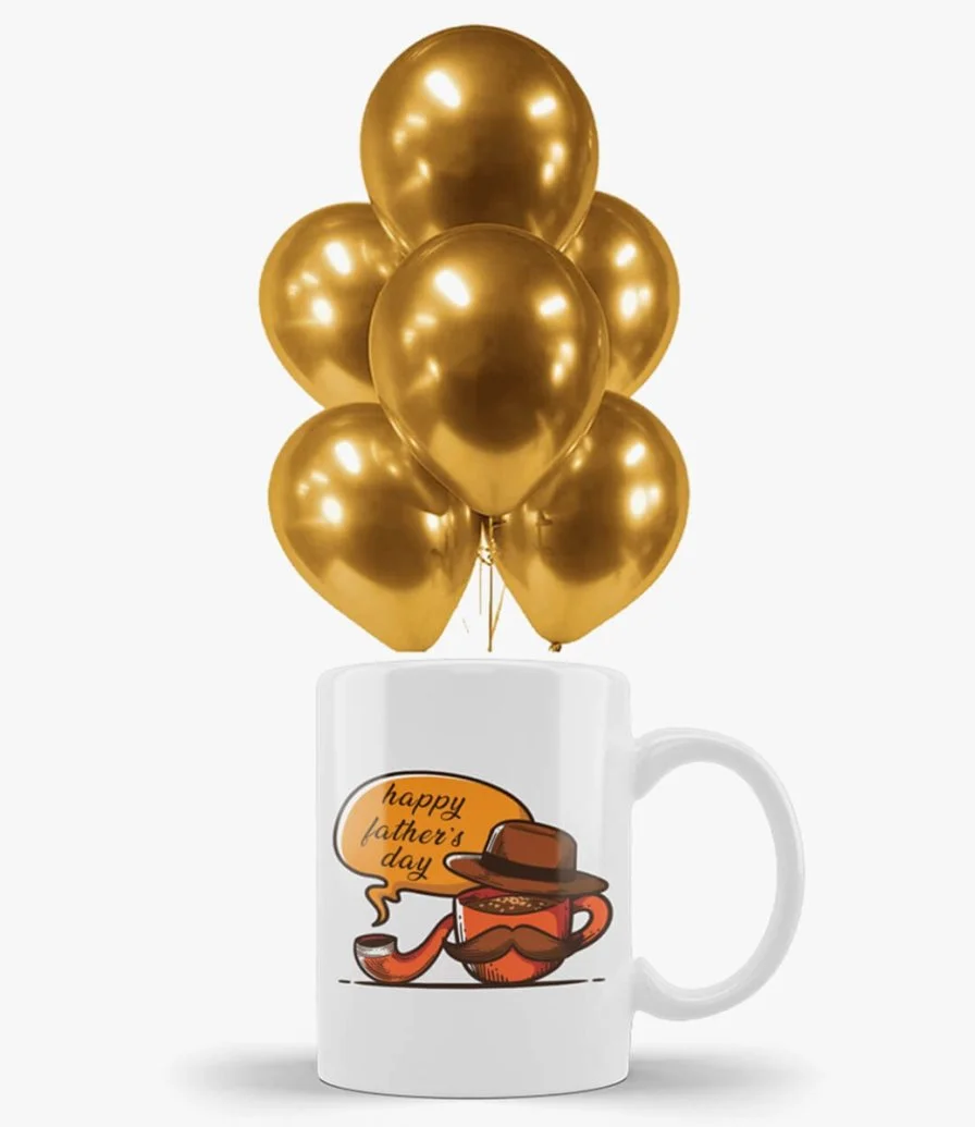 Gold Happy Father's Day Balloon & Mug Bundle
