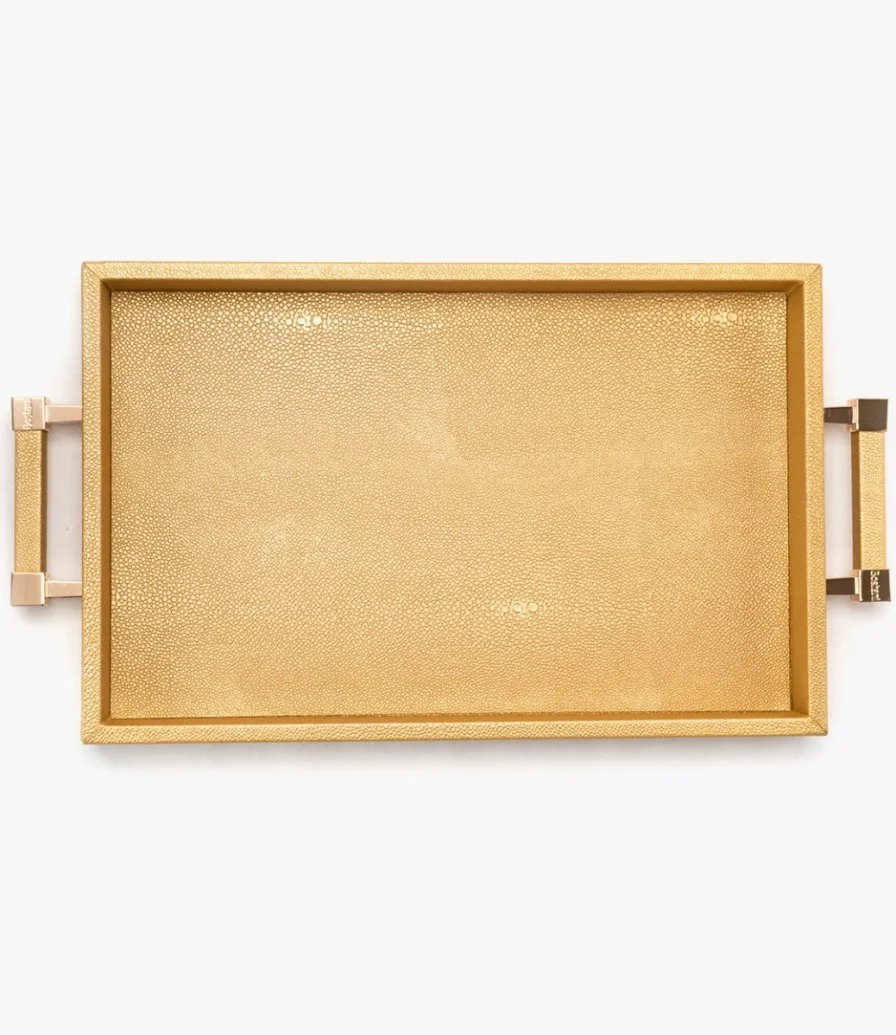 Gold Leathered Tray With Aasakom men Aawadah Phrase By Bostani