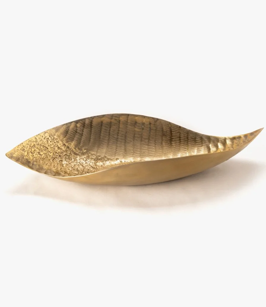 Gold Metal Boat Dish With Aasakom men Aawadah Phrase By Bostani