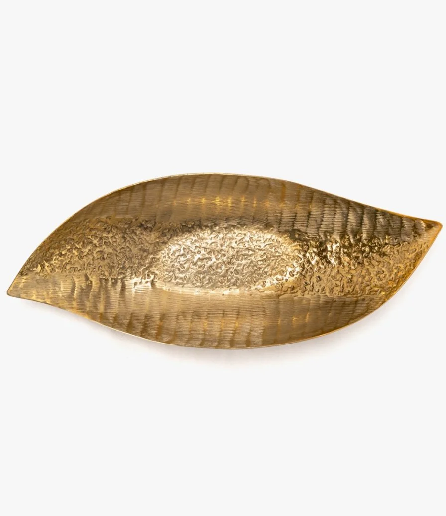 Gold Metal Boat Dish With Aasakom men Aawadah Phrase By Bostani