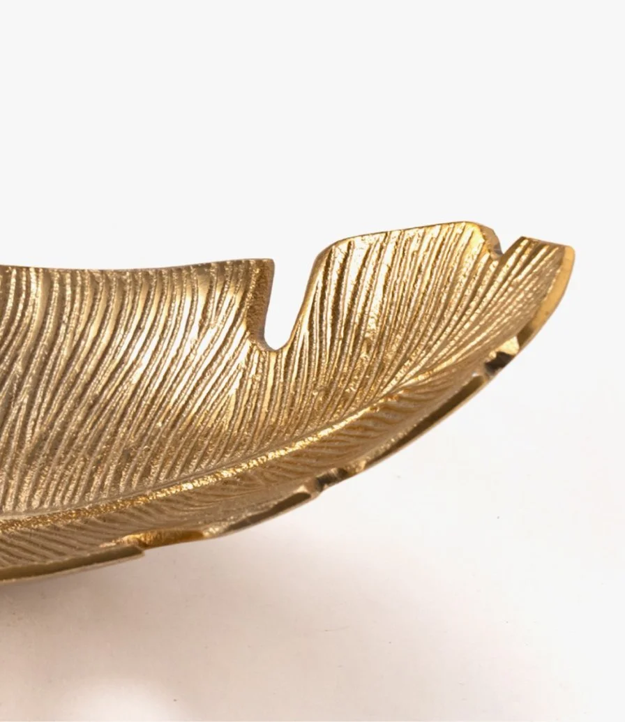 Gold Metal Feather Dish Aasakom men Aawadah Phrase By Bostani