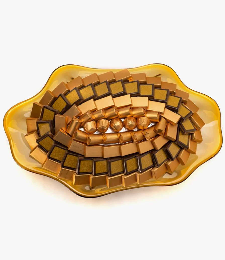 Gold Oval Dish With Kol Aam w Antom bkher Phrase By Bostani 