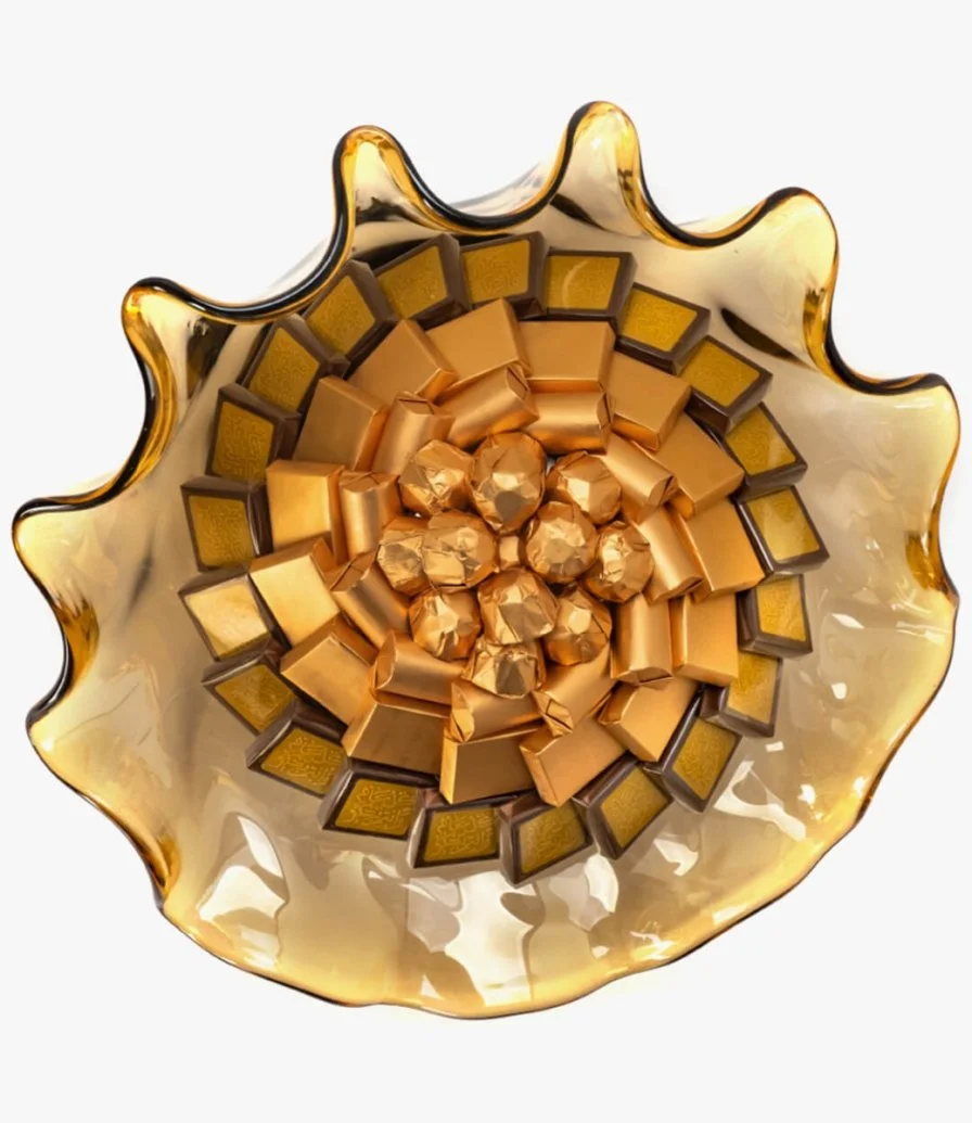 Gold Shell Dish With Kol Aam w Antom bkher Phrase By Bostani