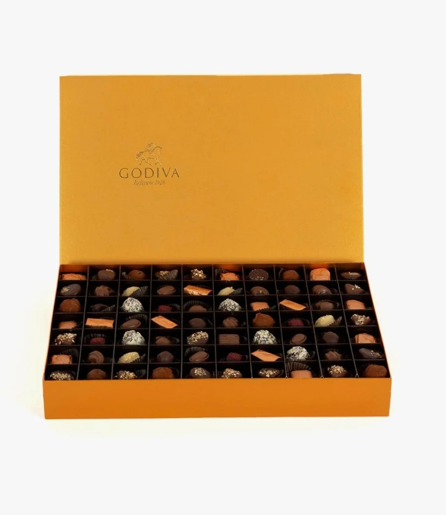 صندوق 96 قطعة شوكولاتة ذهبي من جوديفا
