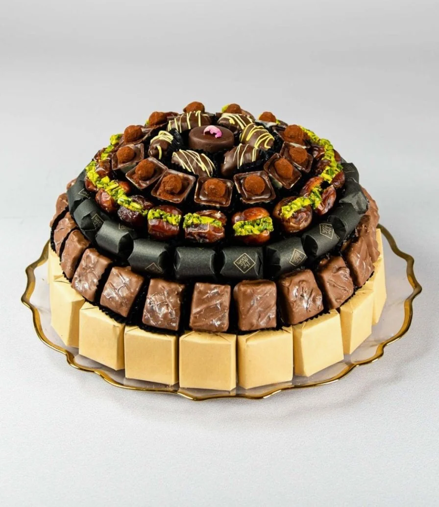 Golden Line Chocolates And Dates Round Tray By The Date Room
