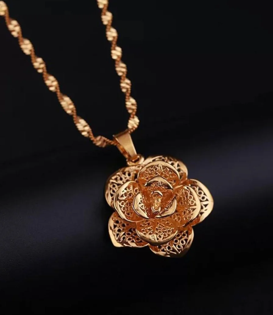 Golden Rose Necklace by La Flor