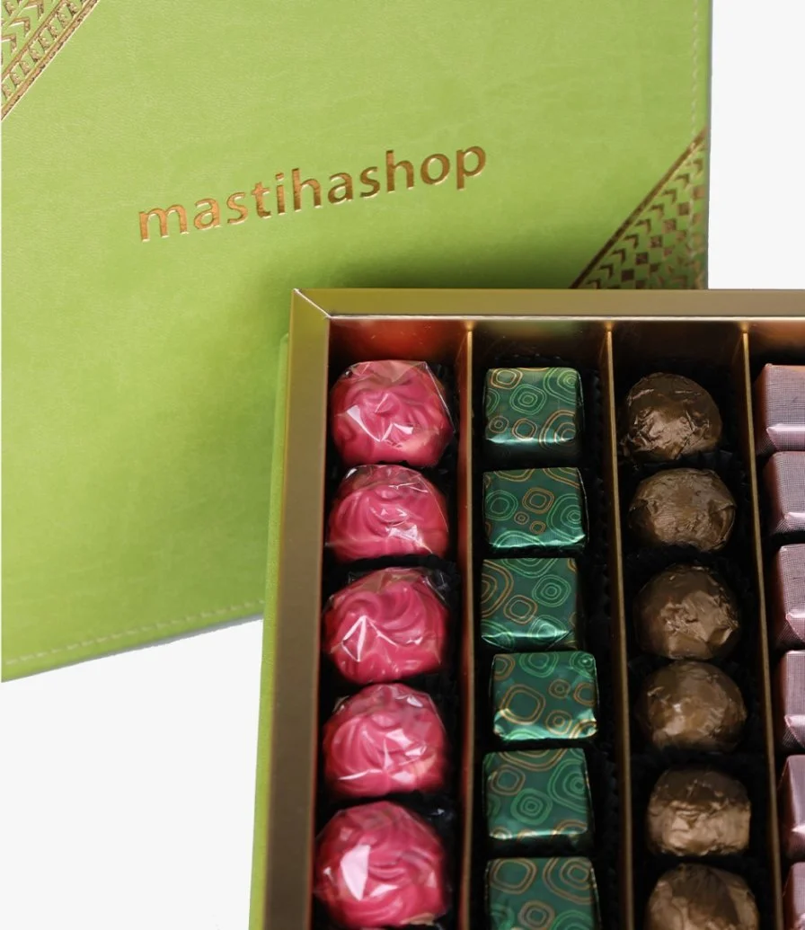 صندوق الشوكولاتة الأخضر المميز من ماستيكاشوب