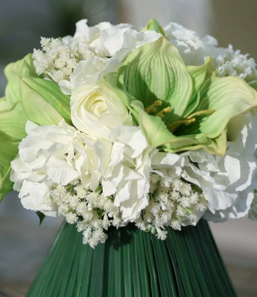 Green Vase Artificial Flower Arrangement 