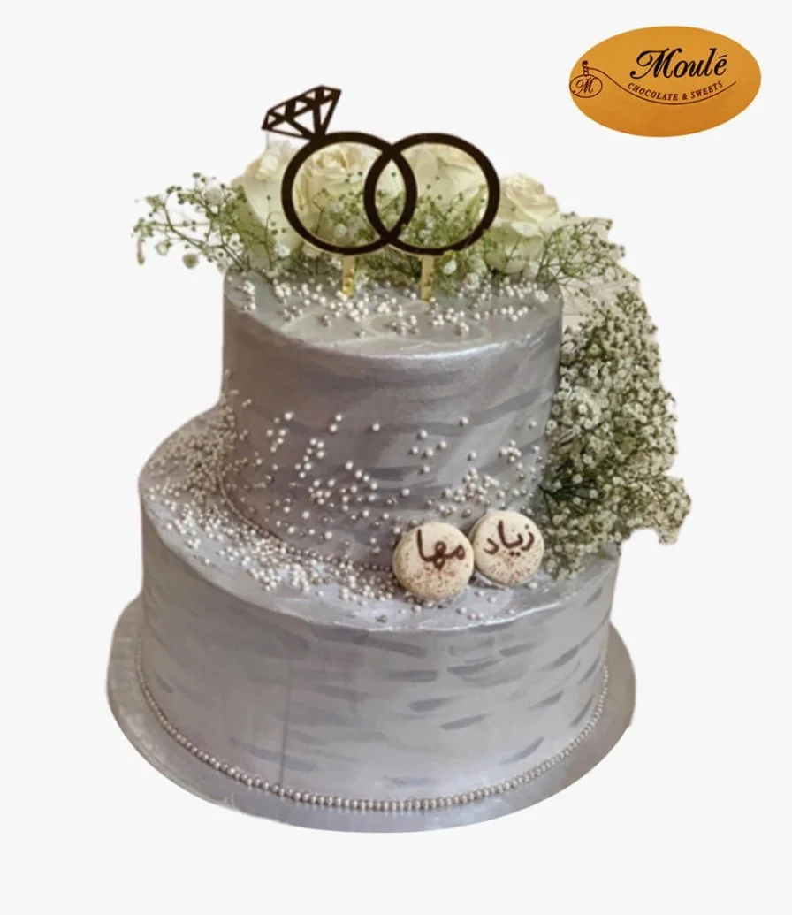 Grey Engagement Cake by Moule Cakes