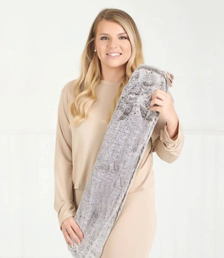 Grey Faux Fur - Long Hot Water Bottle By Aroma Home