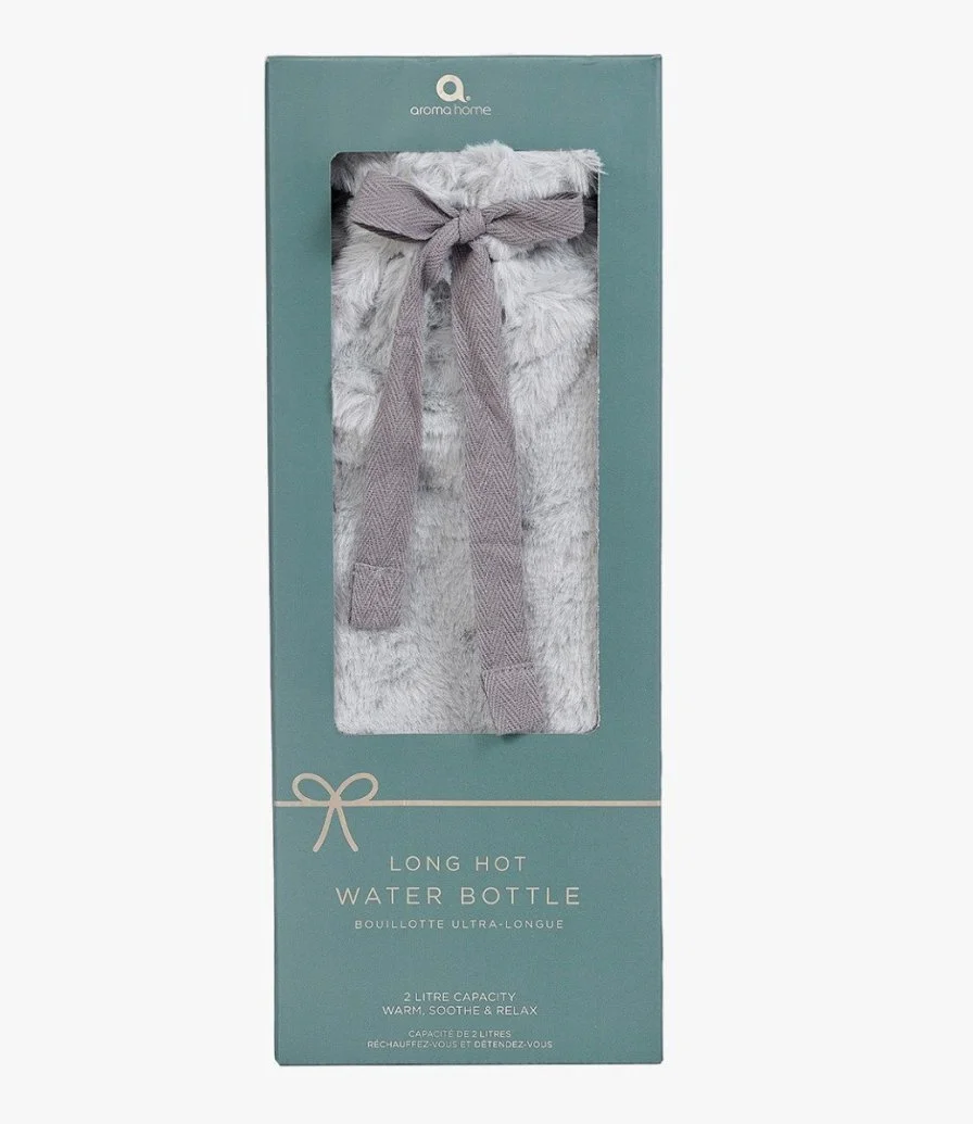 GREY FAUX FUR ECOM LONG HOTWATER BOTTLE- HALF BOX