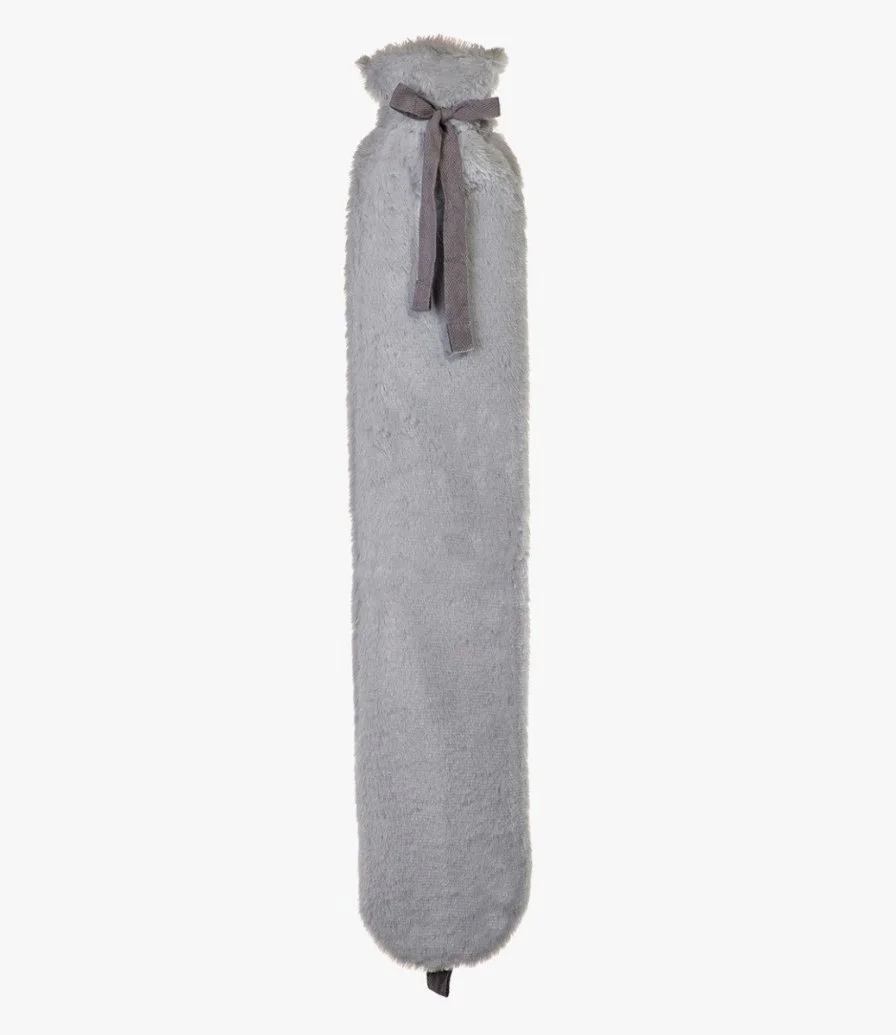 GREY FAUX FUR ECOM LONG HOTWATER BOTTLE- HALF BOX