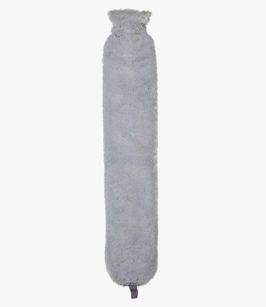 GREY FAUX FUR ECOM LONG HOTWATER BOTTLE- HALF BOX