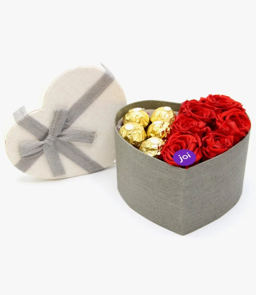 Flower & Chocolate Heart-Shaped Box 