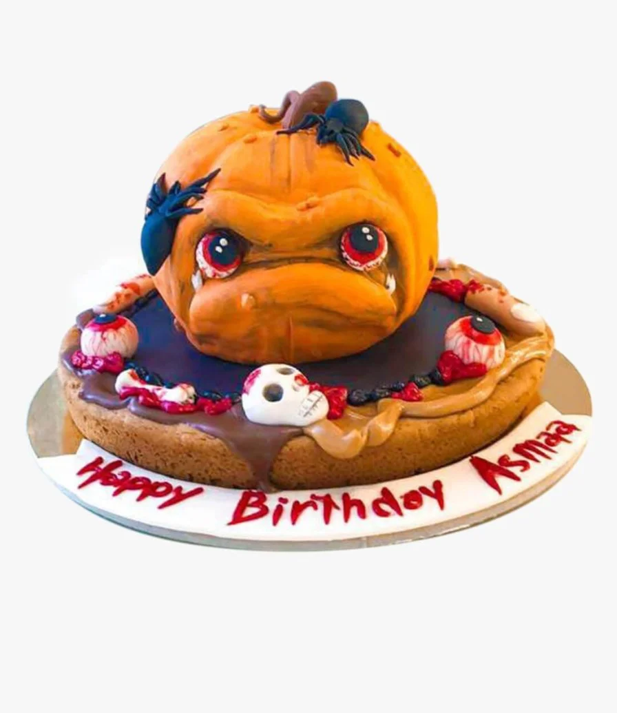 Grumpy Pumpkin Cookie Cake