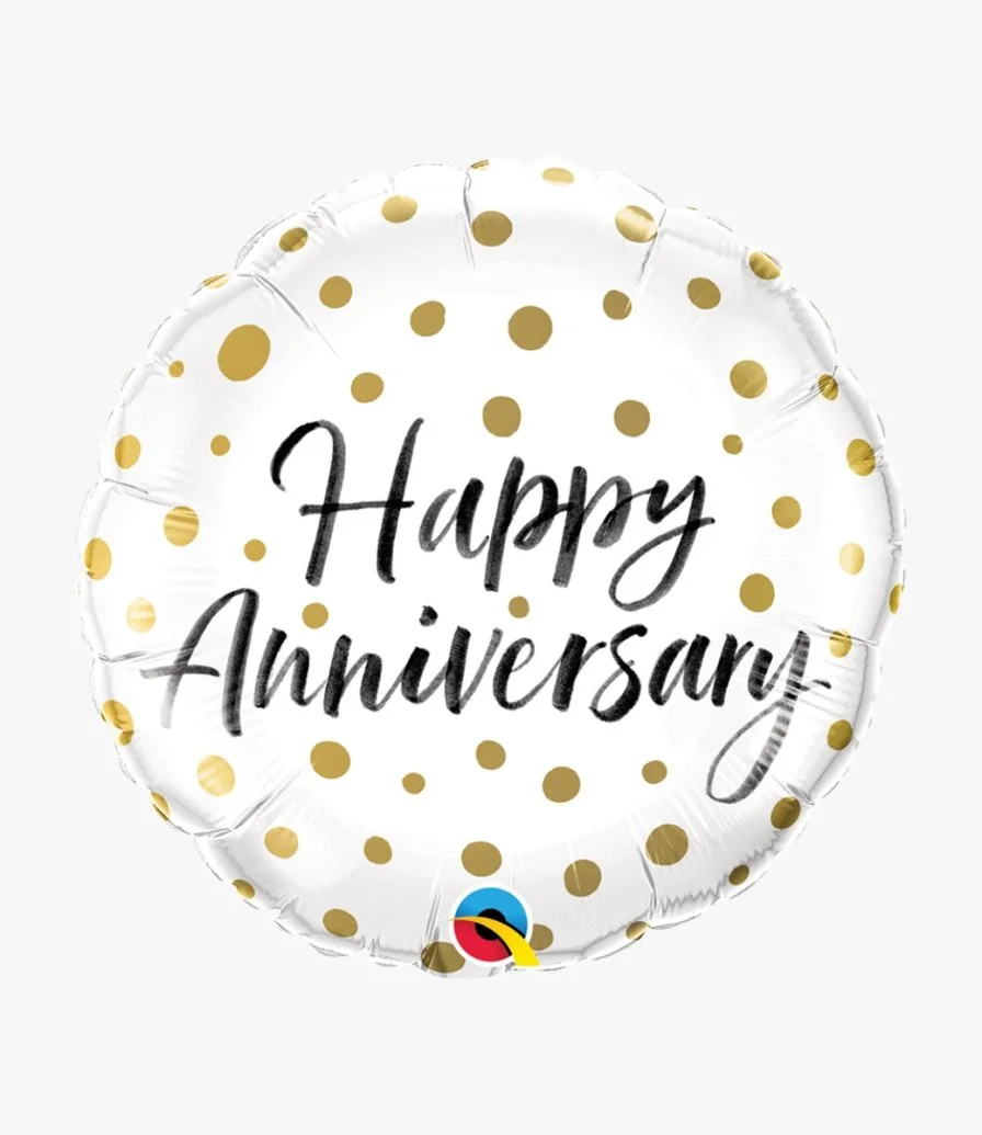Happy Anniversary Gold Dots Foil Balloon