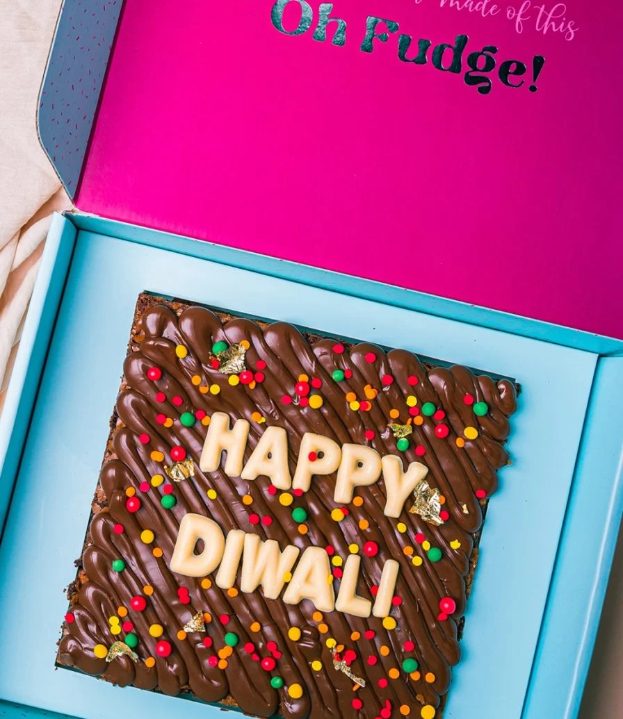 Happy Diwali Brownie Slab by Oh Fudge!