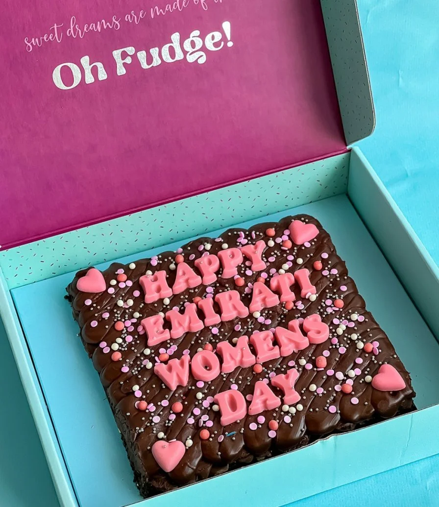 Happy Emirati Women's Day Brownie Slab by Oh Fudge