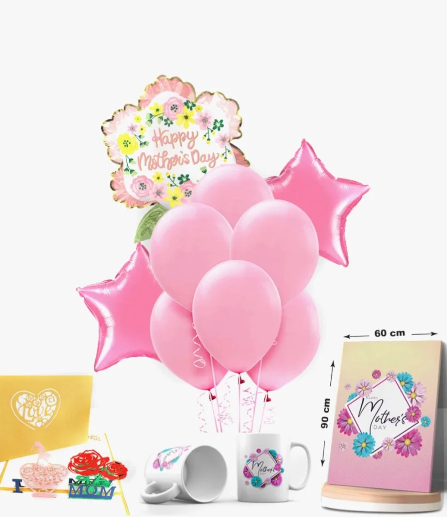 Happy Mother's Day Balloon, Mug, Board, 3D Card Bundle