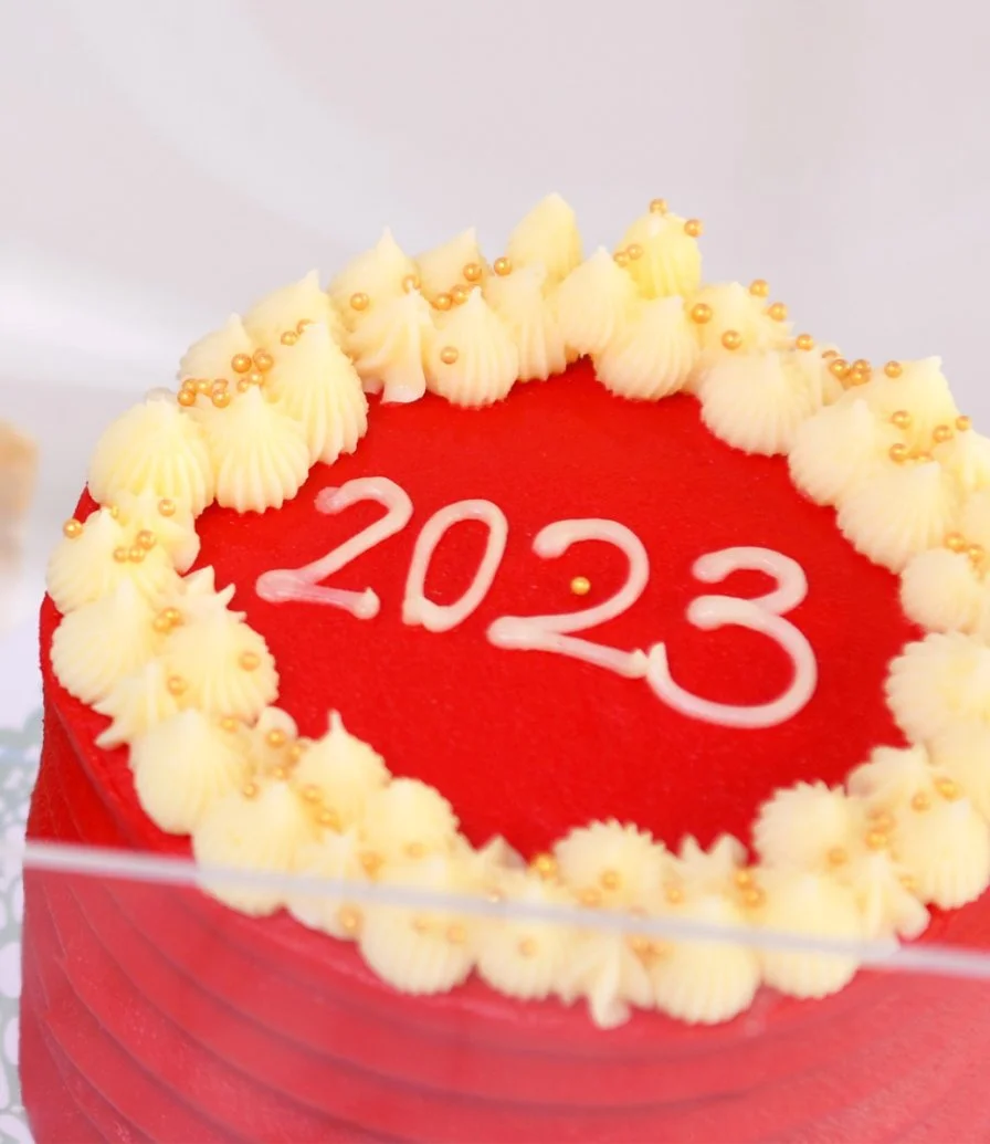 كيك سنة جديدة سعيدة 2023 من ماجنوليا بيكري - قطعتين