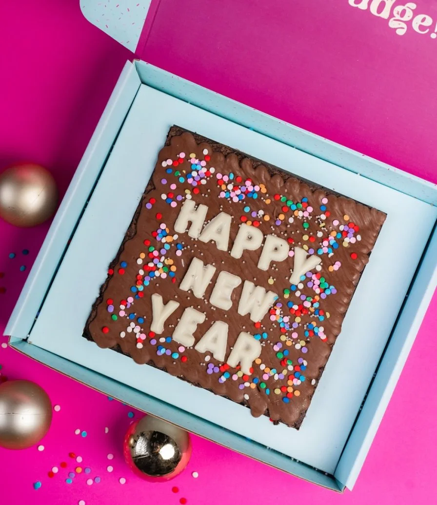 Happy New Year Brownie Slab By Oh Fudge!
