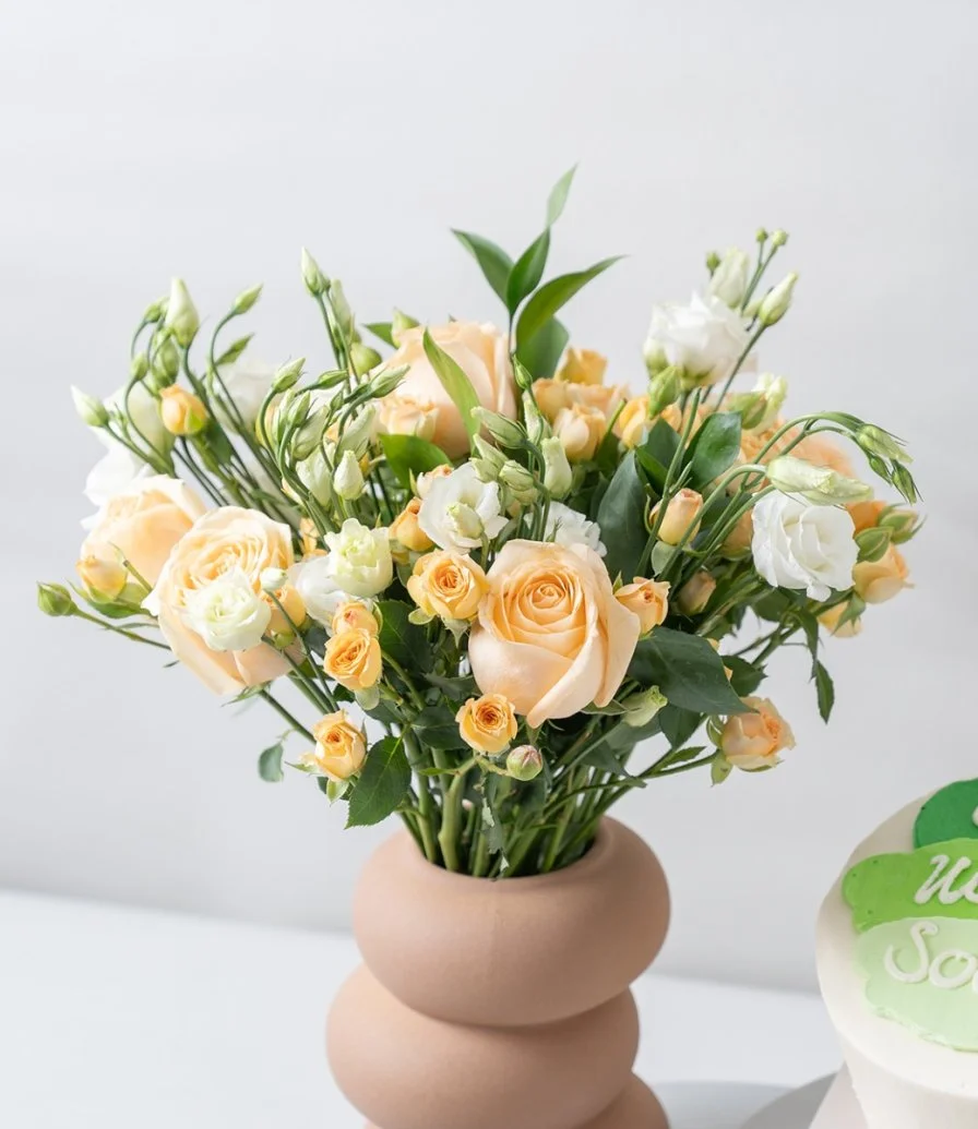 Harmony in Bloom Flower Arrangement & Get Well Soon Cake Bundle