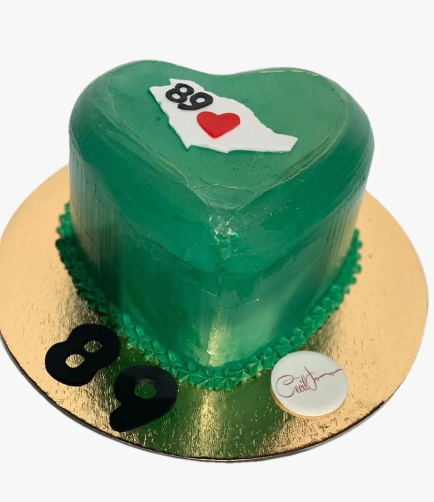 Heart Shaped Saudi National Day Cake